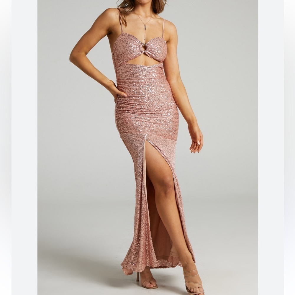 Showpo. Vee Vee Sequin Maxi Dress Size US 4